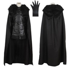 Game of Thrones Cosplay Jon Snow Costume Halloween Outfit Cloak Full Set.