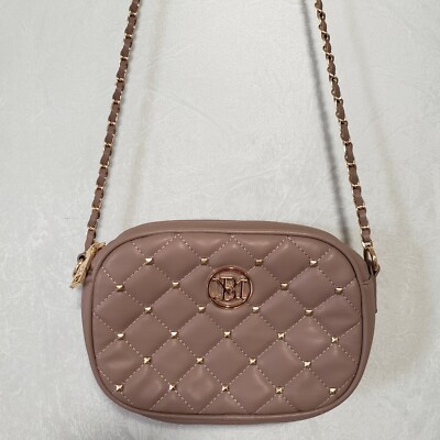 Badgley Mischka Taupe Diamond Quilted Stud Embellished  display picture 2