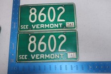 Vermont License Plate Tag VT 1971 71 Pair Set Natural Sticker 8602