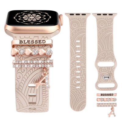 NEW For Apple Watch Band 8 7 6 Silicone Strap with Charms  display picture 3