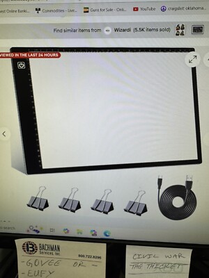 Diamond painting A4 light pad/lightboard with cord and four clips