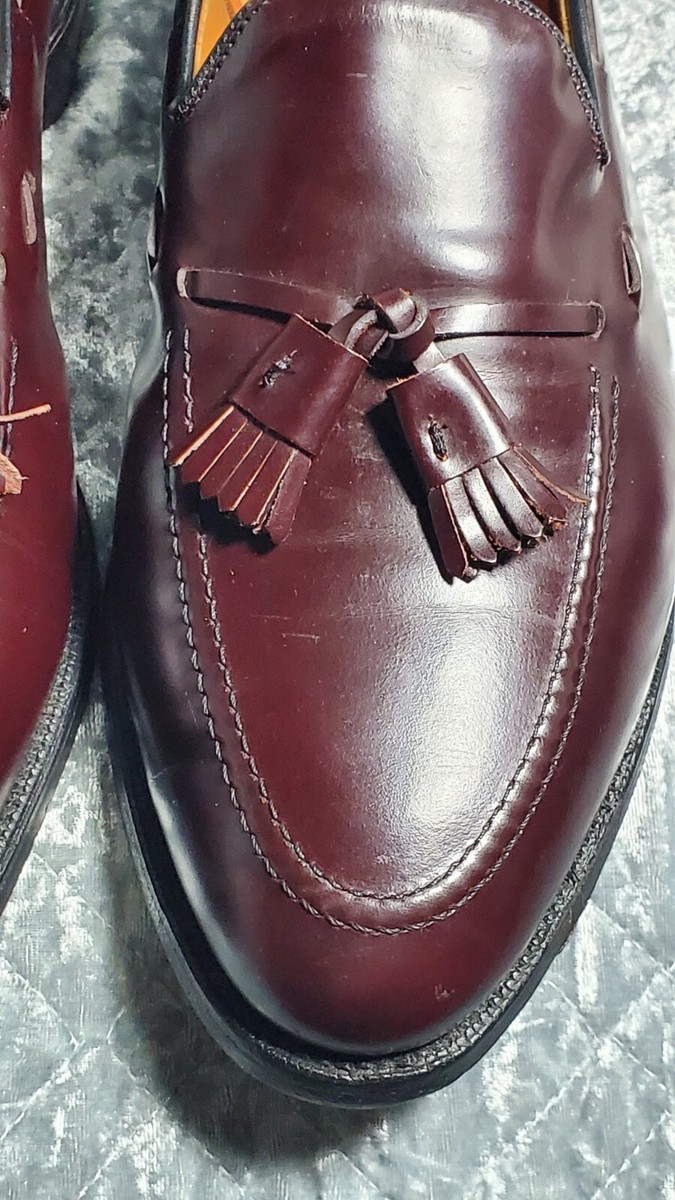 ALLEN EDMONDS Size 11 Burgundy Brogue Leather Eyelash Tassel 