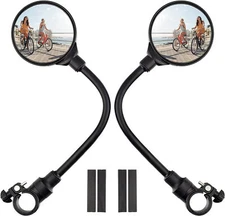 Bike Handlebar Mirror 2 Pack - Rotatable And Adjustable Wide Angle Rear View