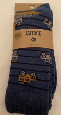 Fat Face Herren 2er Pack Off Roader Thermo Socken Neu UK Größe 9,5-11 blau