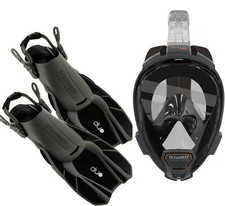 Ocean Reef Aria QR , Duo Travel Ready Mask/Fins Set Diving, Snorkeling Black