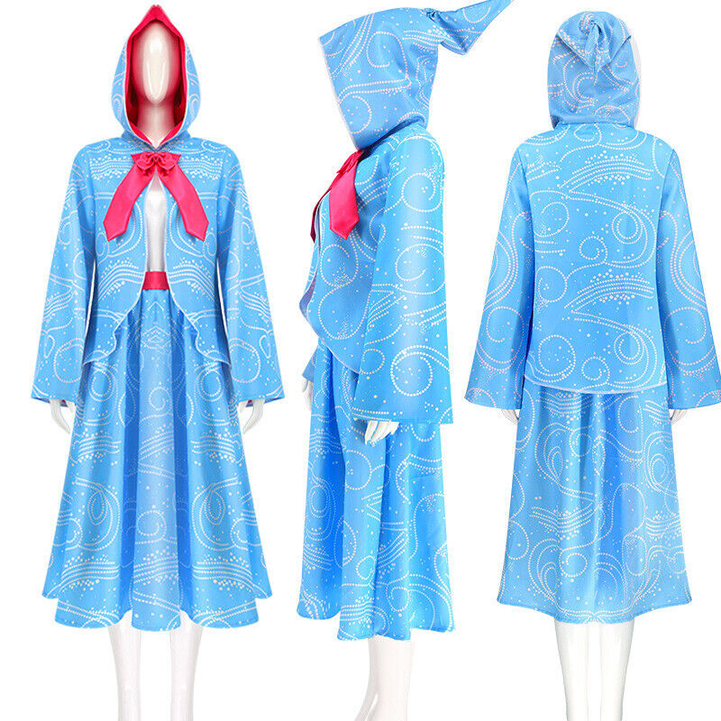 Cinderella The Fairy Godmother Cosplay Costume Women Light Blue Dress Hoodie