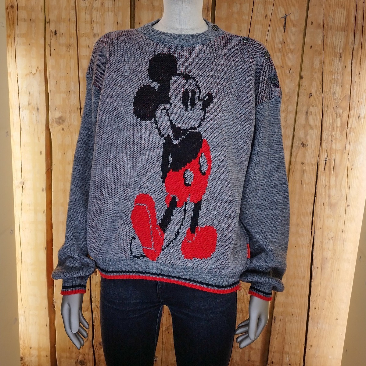 Disney Mickey Mouse Sweater Wool Blend Knitted Jumper Women Large Made In  Italy