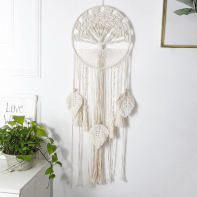 Tree of Life Dream Catcher, Macrame Wall Hanging Large Wall Decor(Leaf)