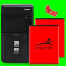 2 x 1520mAh Spare Battery Charger Bracket for Alcatel Cingular Flip 2 OT-4044O