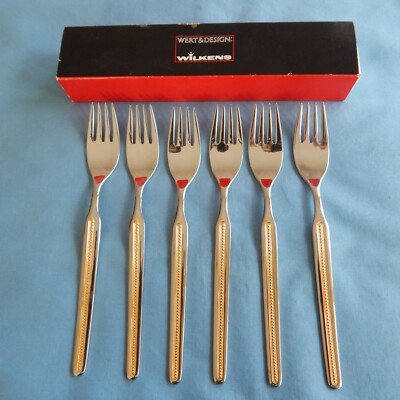 Vintage 6-Pc Set Wilkens 18/8 Stainless Edelstahl de Luxe 7 Inch Forks NIB