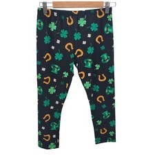 Womens M Shamrock Print Leggings St Patricks Day Clover Horseshoe Lucky Pants