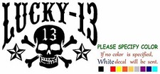 LUCKY 13 SKULL HEAD STARS Graphic Die Cut decal sticker Car Truck Window 7"