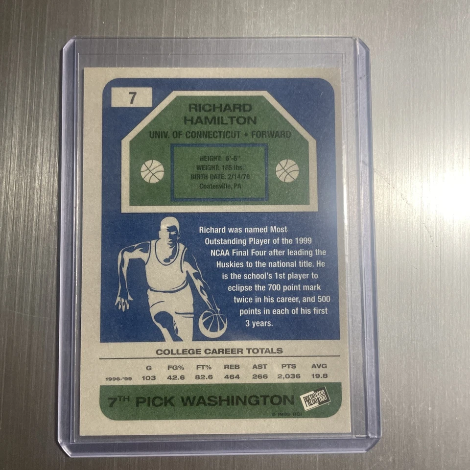 1999 Press Pass SE - Old School #7 Richard Hamilton (RC) - Image 2 of 2