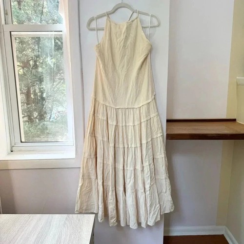 NWT Free People Somewhere Sunny Drop Waist Halter Maxi Dress in White Sz Medium - Picture 5 of 10