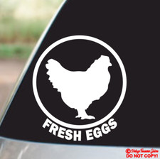 FRESH EGGS Vinyl Decal Sticker Window Crate Cooler Chicken Farm Farmers Market
