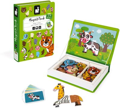 Janod MagnetiBook 41pc Magnetic Animal Game for Kids Learning and Motor Skills