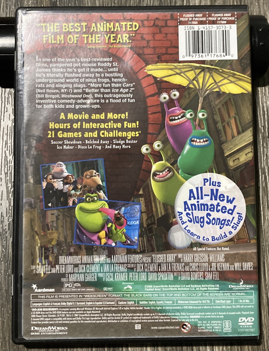 Flushed Away 2006 (DVD, 2007 Widescreen Edition) Dreamworks Flushed Away 2006 (DVD, 2007 Widescreen Edition) Dreamworks