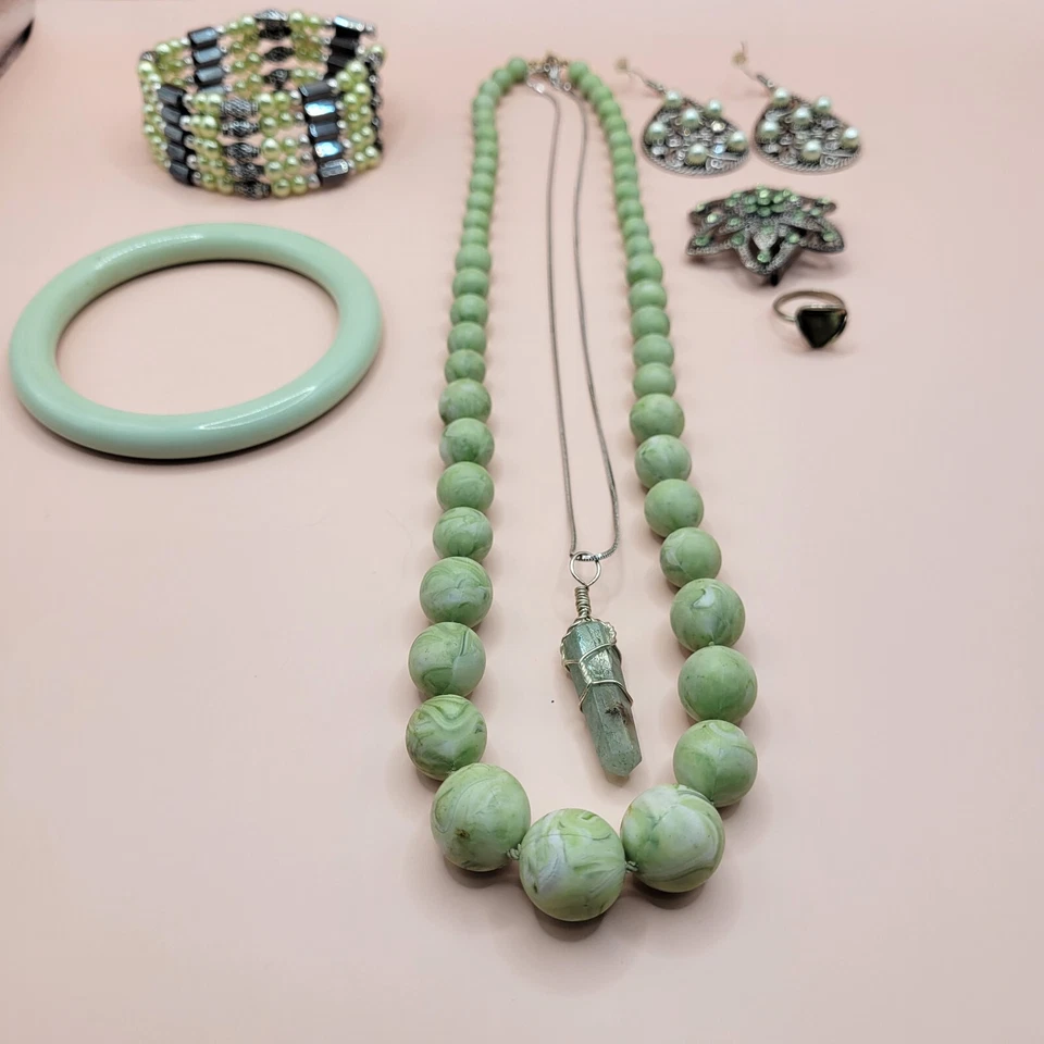 Juego de 7 joyas mixtas verde menta a juego LEER DESCRIPCIÓN Foto 4 de 4