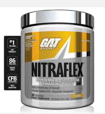 GAT Sports NITRAFLEX Pre-Workout Hyperämie Testo Verbesserung 30 Portionen, + GRATIS GESCHENK