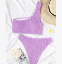 Women's Ribbed Bikini Sets One Shoulder Top SIZE SMALL NEW IN PACKAGE