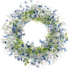 Artificial Daisy Wreath,22 Inch Spring Wreath Colorful Summer Wreath Floral W...