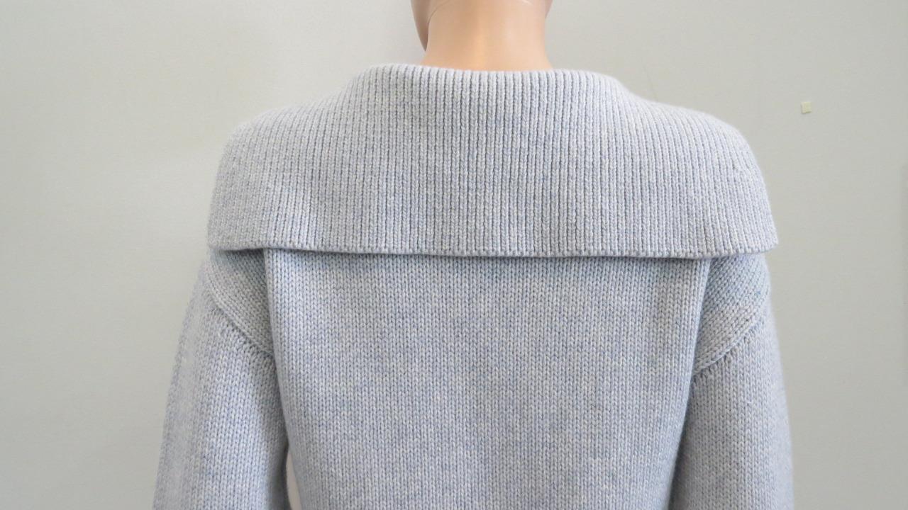 Derek Lam Grey Cashmere/Cotton Sailor Collar V-Ne… - image 10