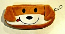 Soft Plush Brown  White Dog Puppy Zippered Pencil Case - NEW  4 