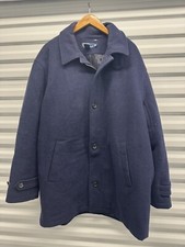 Vintage POLO RALPH LAUREN 90s Overcoat Heavy Peacoat Wool Navy Blue Large XL