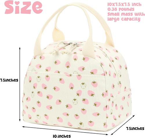 Lunch Bag for Women Men Cute Corduroy Lunch Tote Bags Reusable Insulated Lunch B - Picture 7 of 12