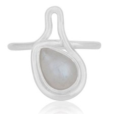 White Rhodium 925 Silver Gemstone Jewelry Rainbow Moonstone Handmade Ring