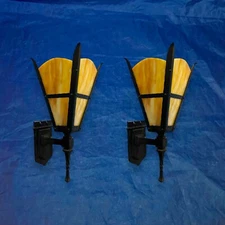Rewired Mission Sconces Pair With Stained Glass Inserts Wow 82F