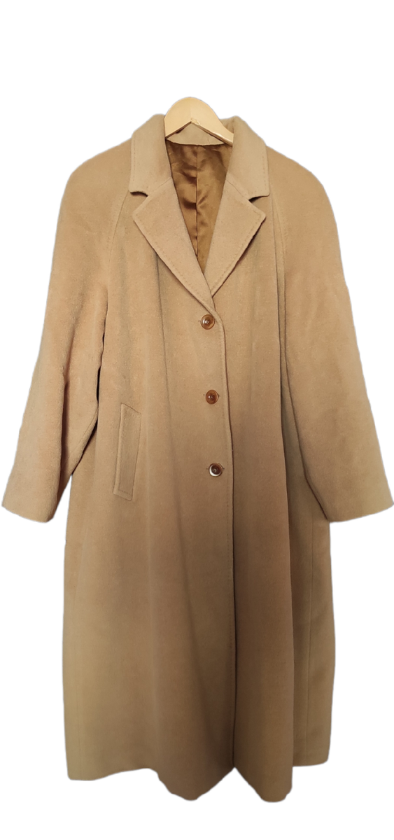 ジャケット・アウター 90s Angora Maxi Single Breasted Coat Salamanca Camel Brown Classic Angora Wool Women Trench Coat Made
