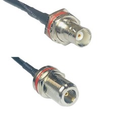 RFC195 BNC FEMALE BIG BULKHEAD to N FEMALE BULKHEAD Coax RF Cable USA-Ship Lot