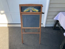 Antique Slate Chalk Board & Scroll Desk Teaching Aid Folding ~ Western New York