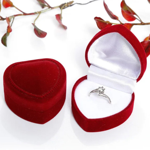 Herz Rose Ring Etui Box Ringschachtel Schmuckdose Verlobungsring Antrag Hochzeit
