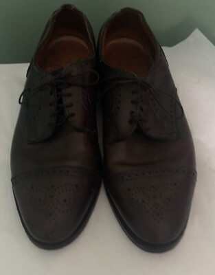 Allen Edmonds Sandford Brogue Cap Derby Shoes Mens Size 10 Brown Leather Dress s-l400.jpg main image 2