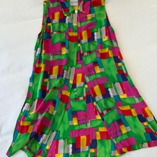 Vintage Benetton 90s Abstract Watercolor Split Blouse Made in Italy