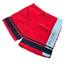 Vintage Nautica Mens Spell Out Shorts Red Blue 90s Sz L Spell Out Swim Trunks
