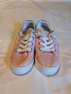 ROXY Girls Shoes KIDS SLIP ON PINK BLUE Glitter SNEAKERS SIZE 2