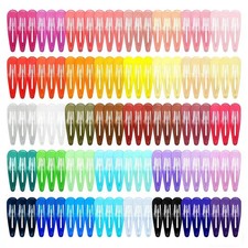 120PCS Colorful Snap Hair Clips 2 Metal Barrettes for Girls Women with Box