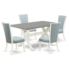 East West Furniture X-Style 5-piece Wood Dining Set with Cushion Seat in White