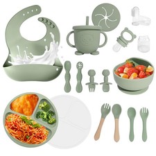 Baby Led Weaning Supplies, 17 Piece BPA-Free Silicone Feeding Set, Eating Ess...