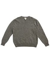 LL Bean Men  s XL 100 Shetland Wool V-Neck Sweater Gray Pullover Classic