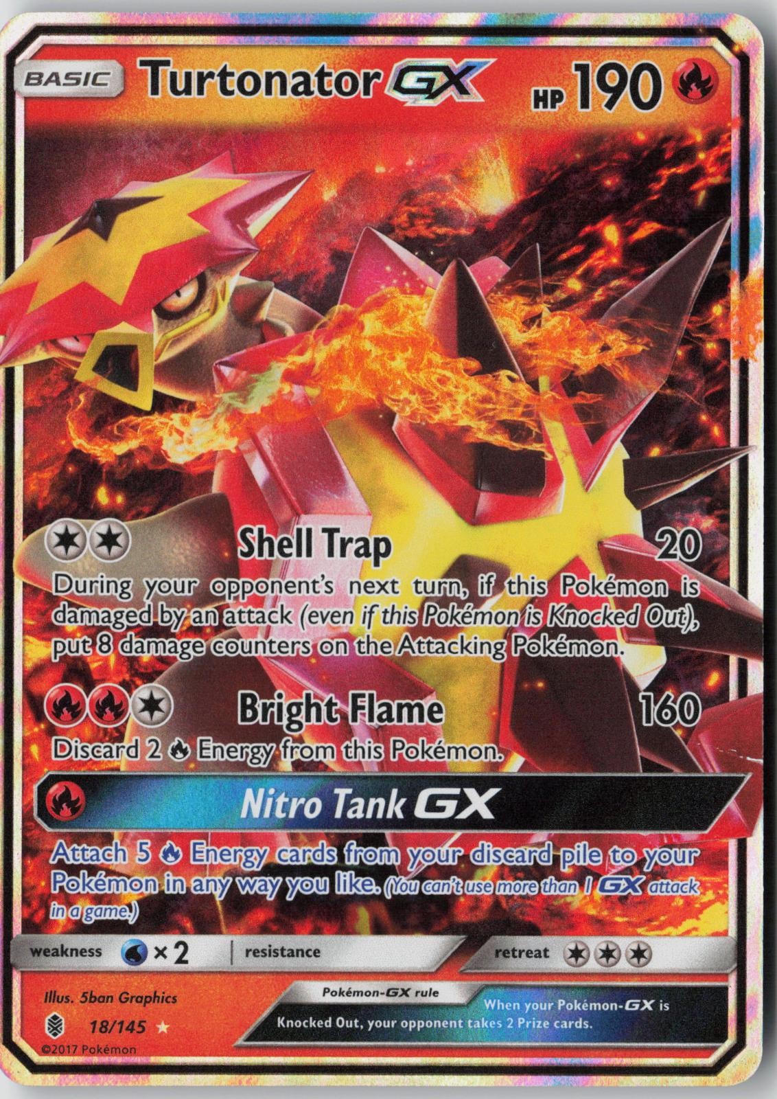 Turtonator GX 18/145 Holo Ultra Rare Guardians Rising Pokemon Holo LP