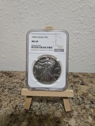 1992 Walking Liberty American Eagle $1 Dollar Coin, Fine Silver 1 oz! NGC GRADED