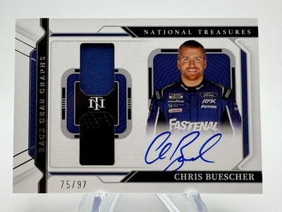 2022 National Treasures CHRIS BUESCHER Dual Race Gear Graphs Patch Auto 75/97