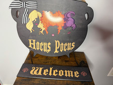 Hocus Pocus Welcome Halloween Wood Sign Plaque Decorative Free Standing