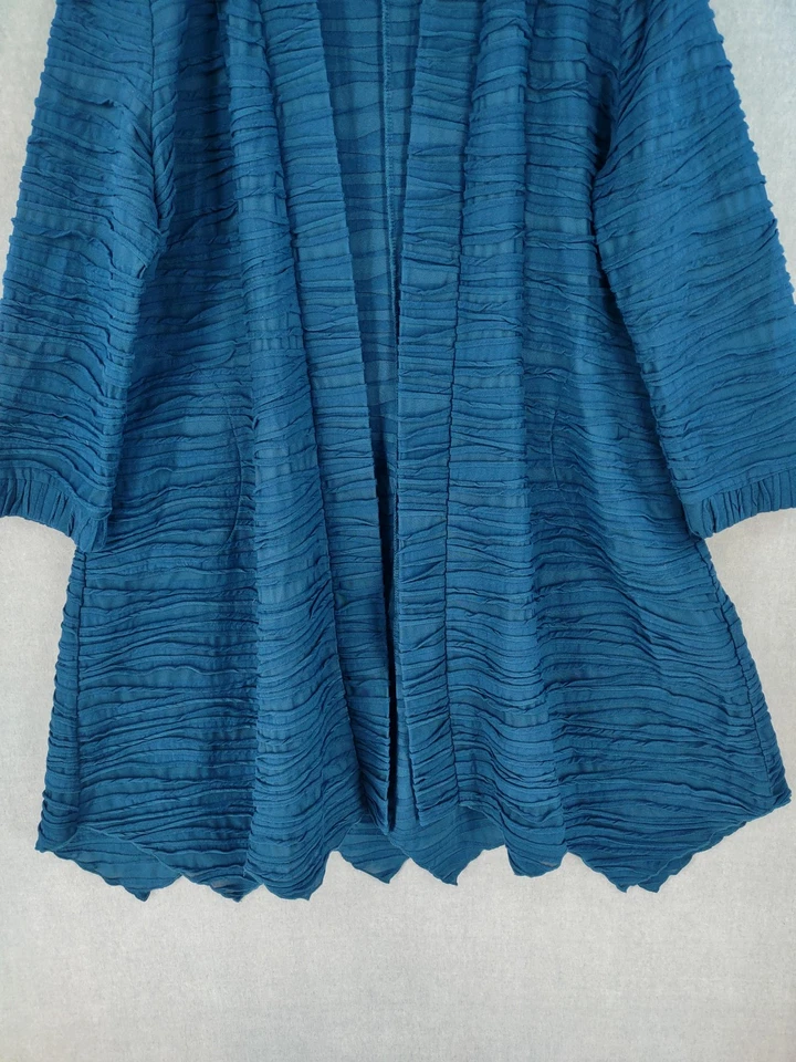 Chaqueta Colección IC Mujer XL Texturizada Arrugada Plisada Dobladillo Asimétrico Abierto EE. UU. Foto 4 de 4