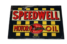 SPEEDWELL tin sign / shell gulf texaco sinclair opaline mobiloil polarine oilzum