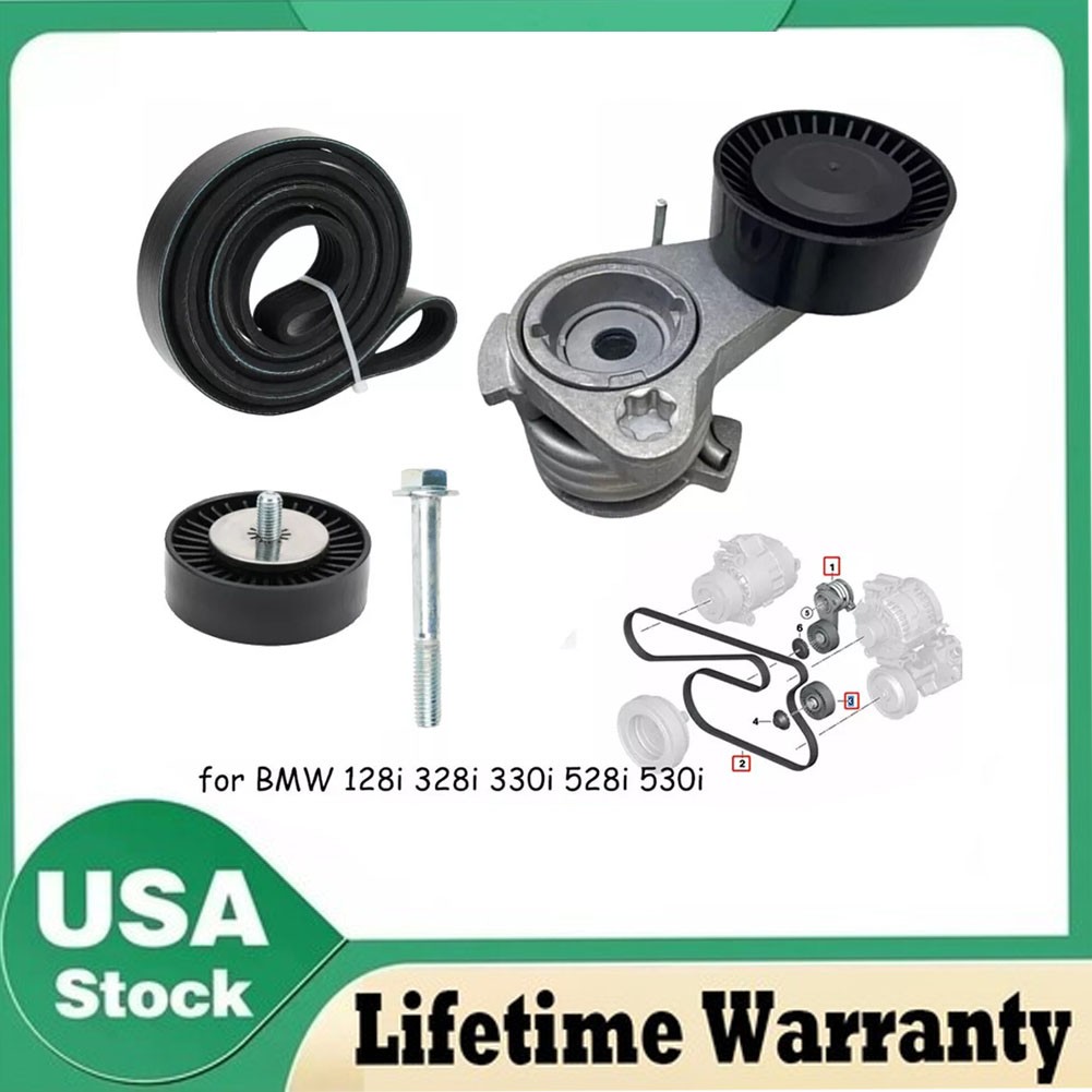 BMW Serpentine Belt Tensioner Idler Pulley Kit for 128i 328i 330i 528i 530i